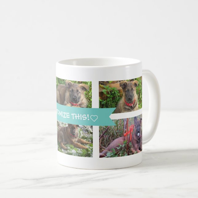 Café Caneca da foto da colagem do animal de estimação (Frente Esquerda)