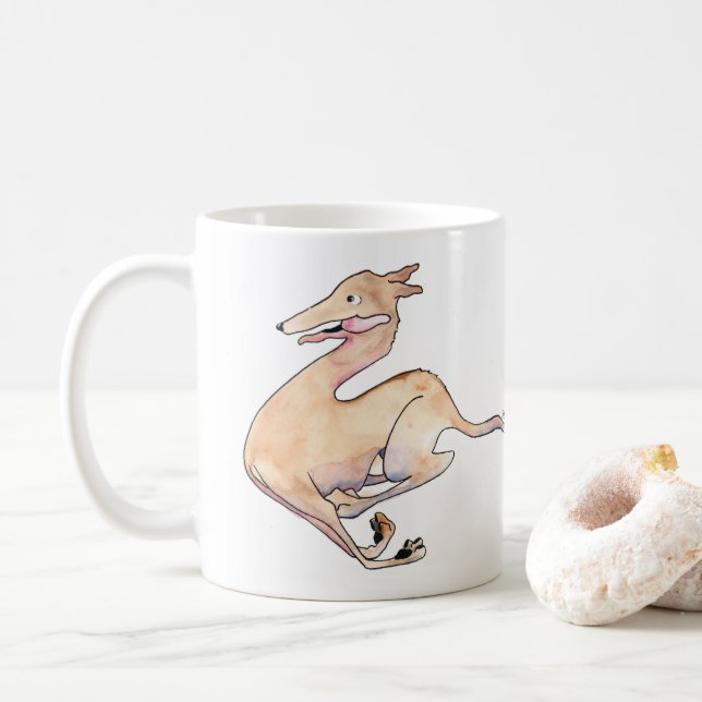 Café Caneca da ilustração do galgo do pontapé de (Com Donut)
