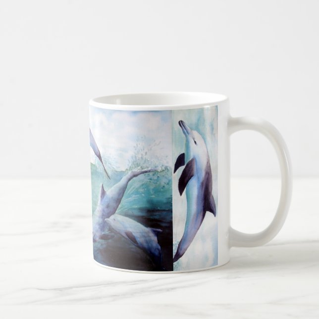 Café Caneca da imagem de três golfinhos (Direita)