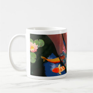 Café Caneca da lagoa do lírio do tatuagem de Koi da m