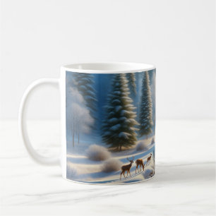 Café Caneca da Natureza, Veado, Cena de Inverno, caneca