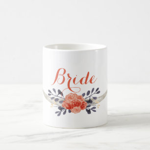Café Caneca da noiva de Boho da aguarela