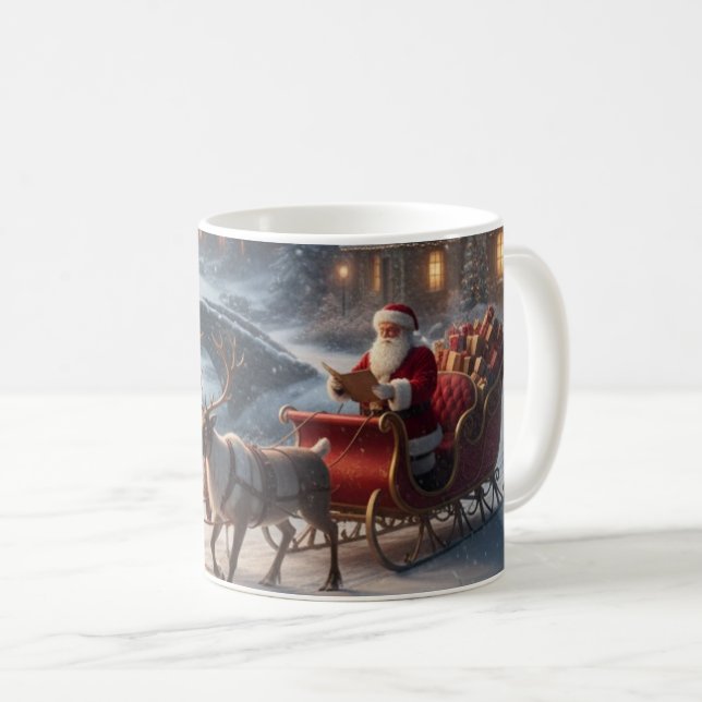 Café Caneca da Vila de Natal com Trenó de Papai Noel e  (Frente Esquerda)