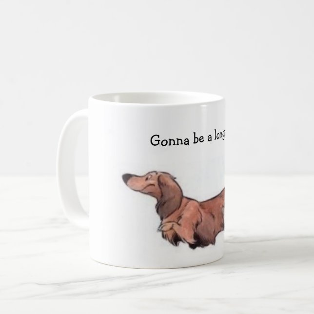Café Caneca Dachshund de Cabelo Longo (Frente Esquerda)
