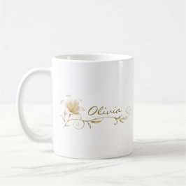 Café Caneca Dama de Honra Champanhe Dourado Lírio Nome