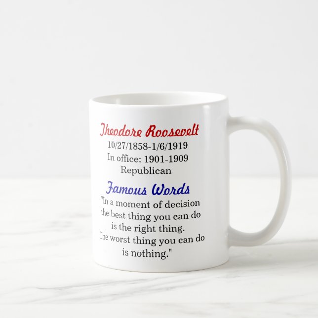 Café Caneca das citações de Theodore Roosevelt (Direita)