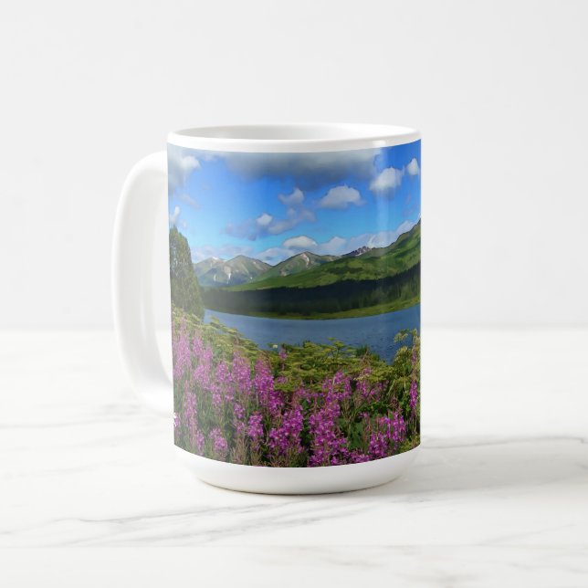 Café Caneca de 15 oz. Montanhas Chugach (Frente Esquerda)