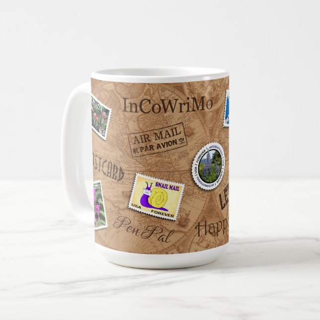 Café Caneca de 15 oz. Postcrossing (Frente Esquerda)