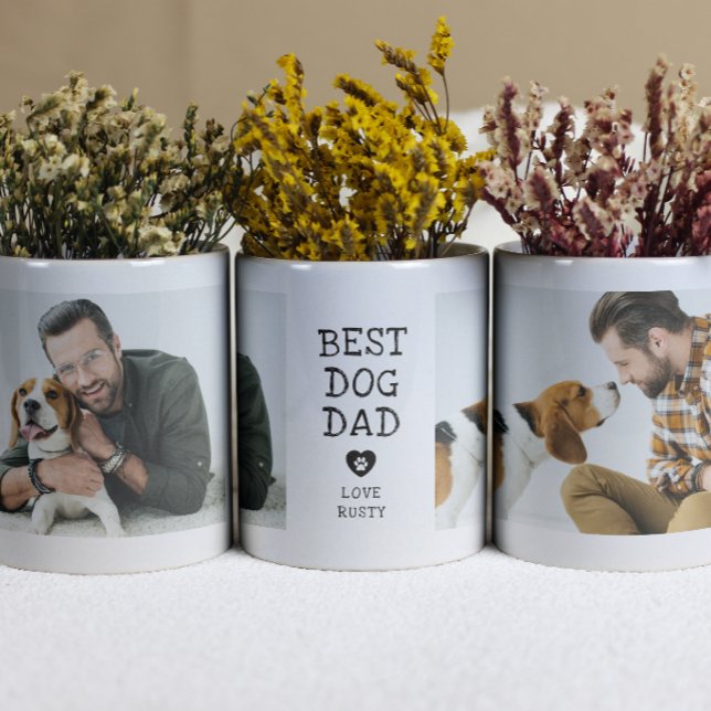 Café Caneca de 2 Fotos "Melhor Pai de Cachorro" Moderna (Criador carregado)