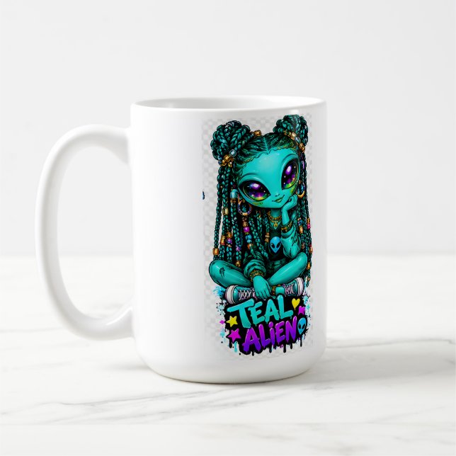 Café Caneca de 450 ml com Grafite de Alien Verde (Esquerda)