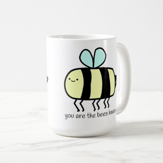 Café Caneca de abelha fofa com citação (Frente Esquerda)