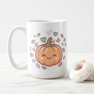 Café Caneca de Abóbora Sorridente Pastel Kawaii