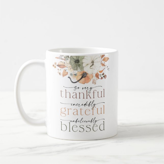 Café Caneca de Ação de Graças com Abóboras Rústicas (Esquerda)