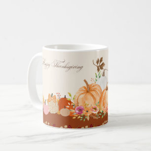 Café Caneca de Ação de Graças com Arte de Abóbora em Aq