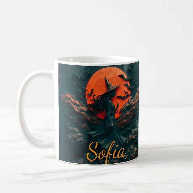 Café Caneca de Acento de Halloween de Bruxa Bonita Pers (Esquerda)