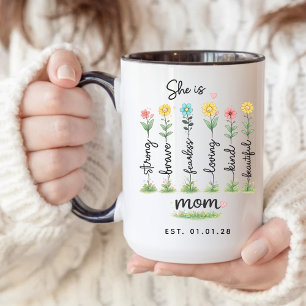 Café Caneca de Afirmação de Flor para Mãe de Primeira V