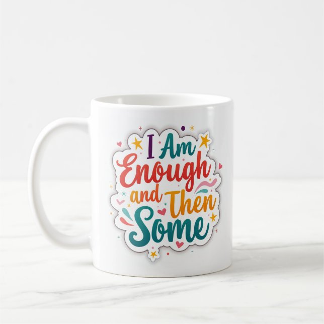 Café Caneca de Afirmação Pastel 'Eu Sou Suficiente e Ma (Esquerda)