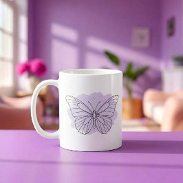 Café Caneca de água-forte de borboleta lavanda minimali