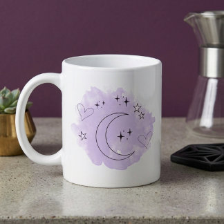 Café Caneca de água-forte de lavanda minimalista