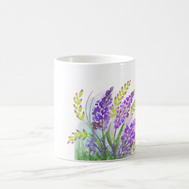 Café Caneca de Aguarela Floral de Lavanda | Lavanda Bot (Centro)