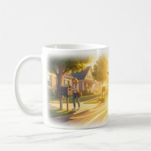Café Caneca de Alegria na Rua Ensolarada pela Manhã