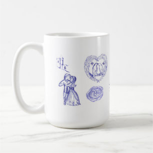 Café Caneca de amor com película e pássaros beijando il
