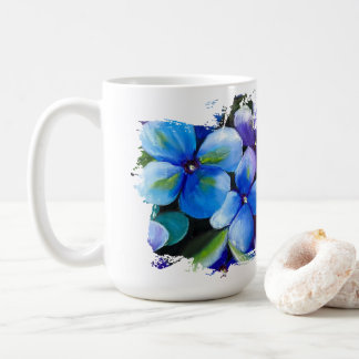 Café Caneca de amor flor azul Amor é a resposta