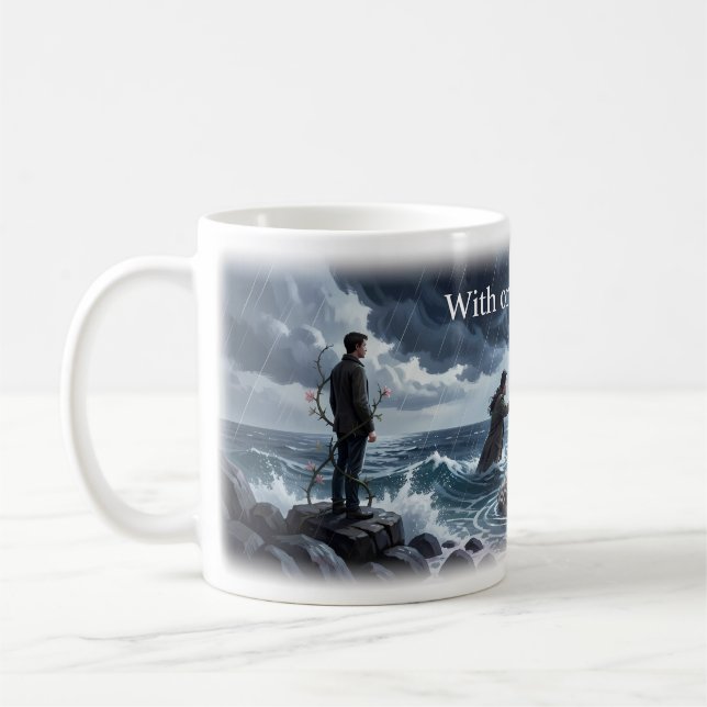 Café Caneca de Amor no Oceano Tempestuoso Com ou Sem Vo (Esquerda)