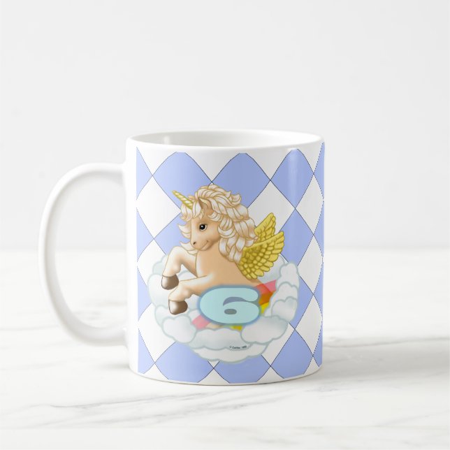 Café Caneca de aniversário de 6 anos Unicórnio (Esquerda)