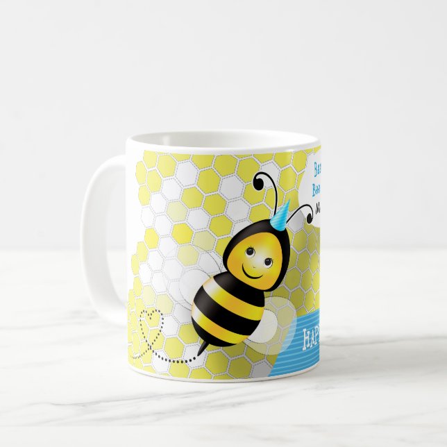 Café Caneca de aniversário de Abelhas Feliz (Frente Esquerda)