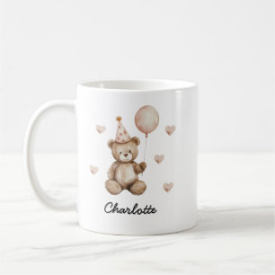 Café Caneca de aniversário de urso de pelúcia personali
