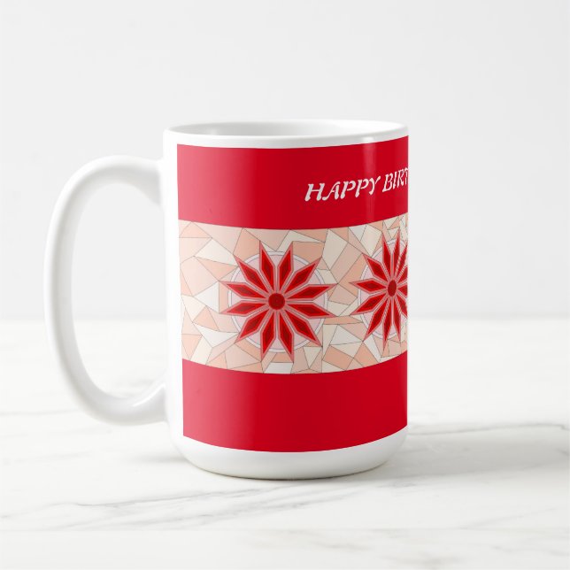CAFÉ CANECA DE ANIVERSÁRIO MISTURA VERMELHO E ROSA (Esquerda)