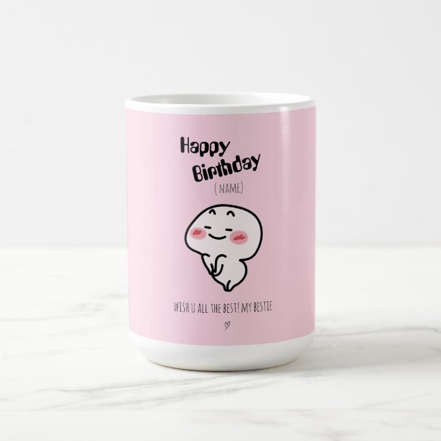 Café Caneca de aniversário rosa-rosa personalizada (Centro)