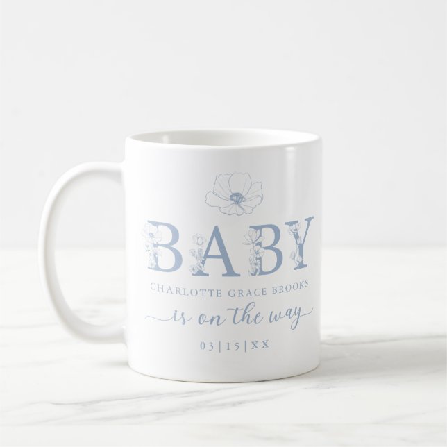 Café Caneca de Anúncio de Bebê Flor Silvestre Azul Empo (Esquerda)