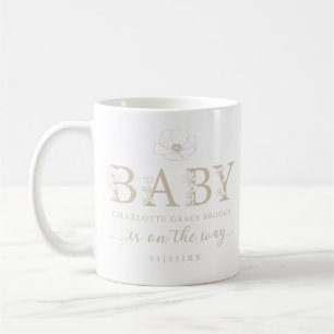 Café Caneca de Anúncio de Bebê Flor Silvestre Bege