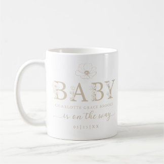 Café Caneca de Anúncio de Bebê Flor Silvestre Bege