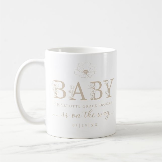 Café Caneca de Anúncio de Bebê Flor Silvestre Bege (Esquerda)