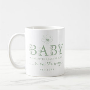 Café Caneca de Anúncio de Bebê Flor Silvestre Verde Sal