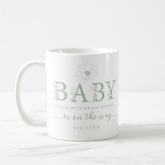 Café Caneca de Anúncio de Bebê Flor Silvestre Verde Sal