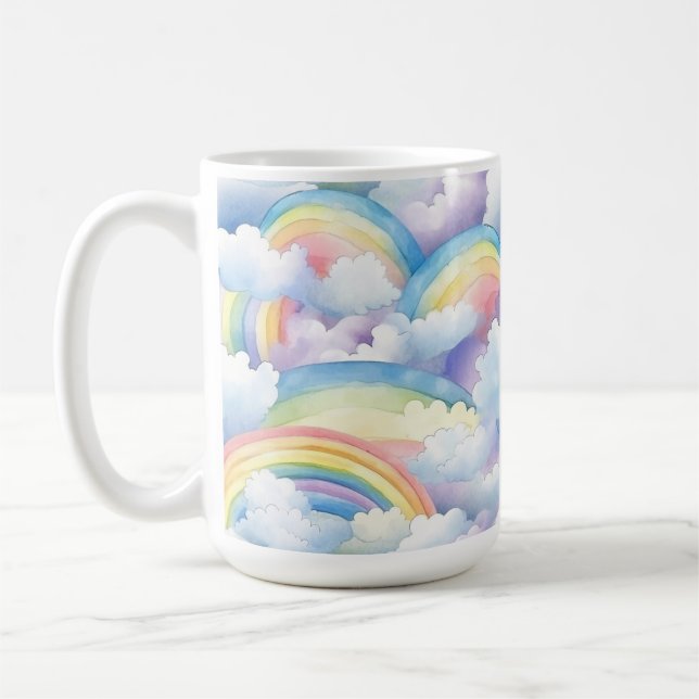 Café Caneca de Aquarela Arco-íris (Esquerda)