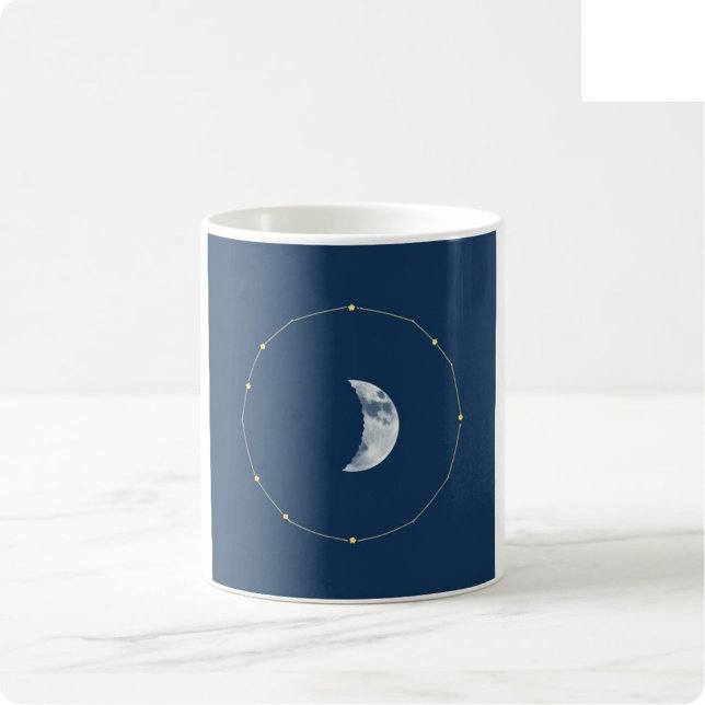 Café Caneca de Aquarela Celestial - Índigo e Dourado (Criador carregado)