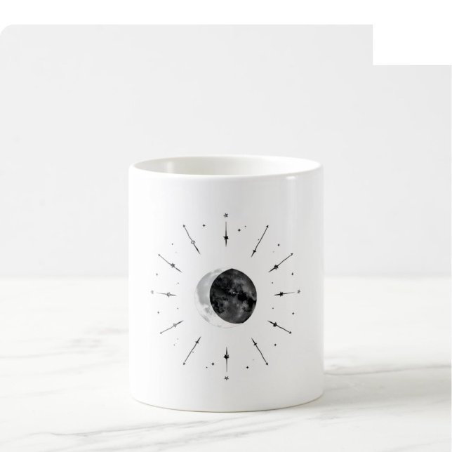 Café Caneca de Aquarela Celestial - Mono e Prata (Criador carregado)