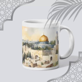 Café Caneca de Aquarela da Mesquita Al Aqsa – Uma Memór