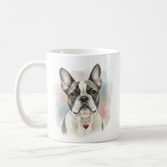 Café Caneca de Aquarela de Bulldog Francês – Estilo Val (Esquerda)