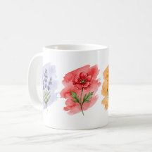Caneca de Aquarela de Flor Silvestre | 4 Flores Bo