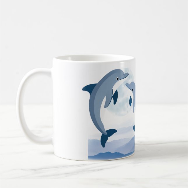 Café Caneca de Aquarela de Golfinho Fofa | Cerâmica de  (Esquerda)