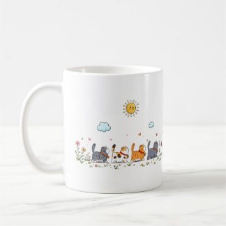 Café Caneca de Aquarela do Desfile de Gatos Florais Fof