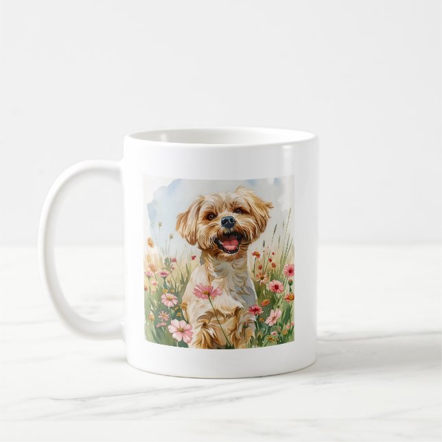 Café Caneca de Aquarela Maltesa (Esquerda)
