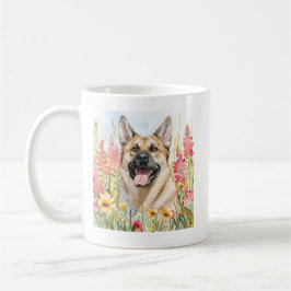 Café Caneca de Aquarela Norwegian Elkhound
