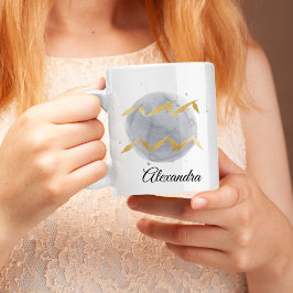 Café Caneca de Aquarela Personalizada de Aquário